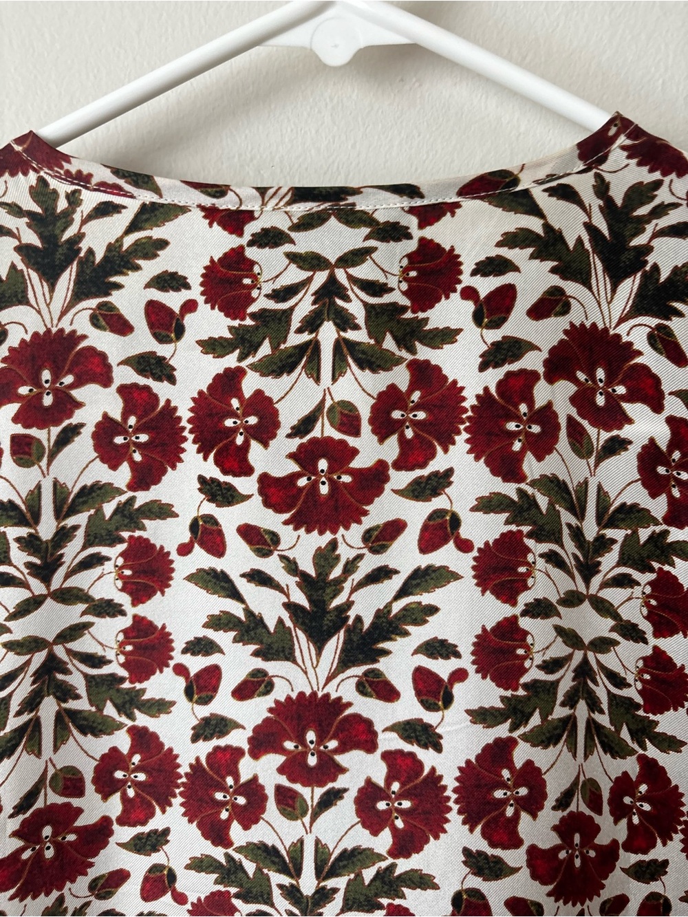 eskandar Red and Green Floral Cream Blouse size 0 - Picture 9 of 15